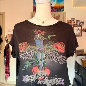 Graphic Rhinestone Crop top